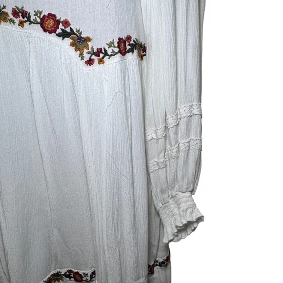 Free People Pasadena Embroidered Mini Dress Long Sleeve Romantic Small - Picture 5 of 12